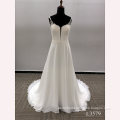New arrival v neck a line lace up embroidered applique bride dress women gowns wedding dresses